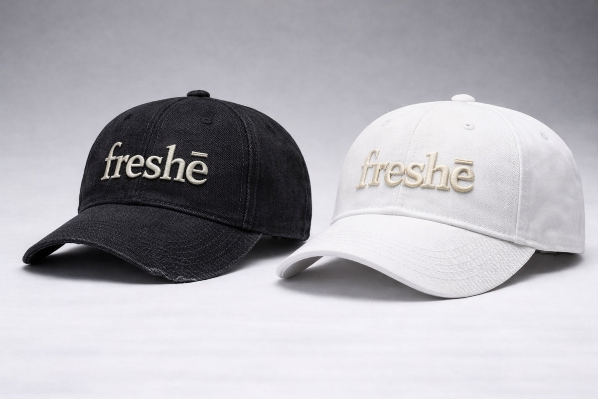 Freshē black and white caps